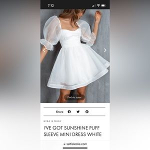 White Selfie Leslie dress with puff sleeves (L)